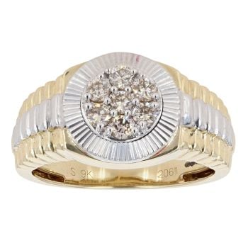 9ct Yellow and White Gold Diamond Signet Ring
