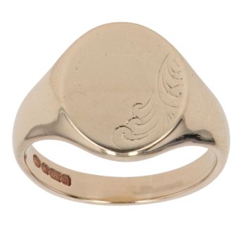 9ct Yellow Gold Patterned Signet Ring