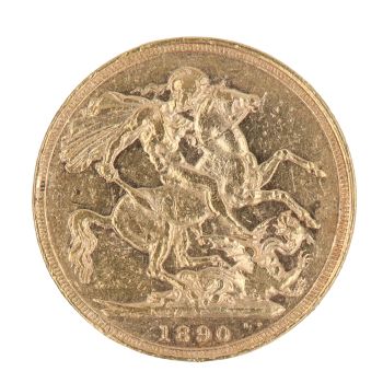 1890 Victoria Jubilee Head Australia Full Sovereign Coin