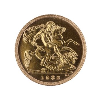 1982 Elizabeth II Decimal Portrait UK Half Sovereign Coin