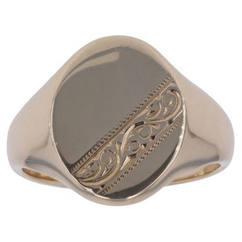9ct Yellow Gold Patterned Signet Ring