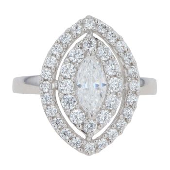 Sterling Silver Cubic Zirconia Ellipse Ring By Icesia