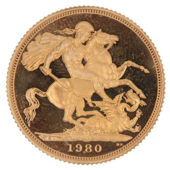1980 Elizabeth II Decimal Portrait UK Full Sovereign Coin