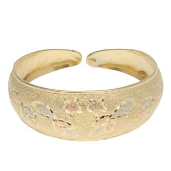 18ct Yellow, White And Rose Gold Patterned Torque Bangle