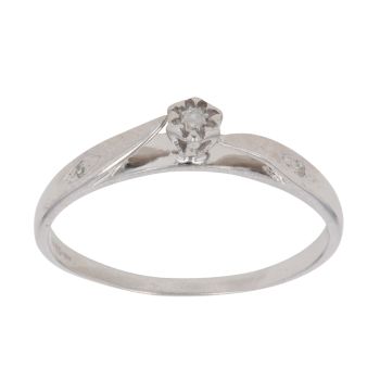 9ct White Gold 0.05ct Brilliant Cut Diamond Solitaire Ring