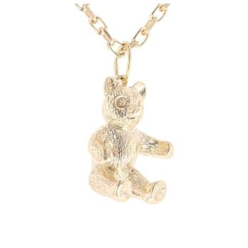 9ct Yellow Gold Textured Teddy Pendant and Chain 20"