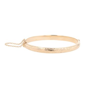 9ct Yellow Gold Patterned Hinged Bangle