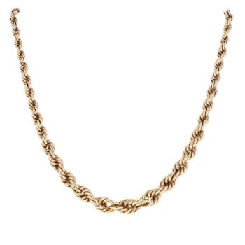 9ct Yellow Gold Graduating Rope Chain 18"