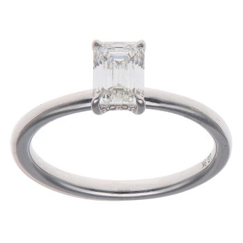 9ct White Gold 1.11ct Emerald Cut Lab Grown Diamond Solitaire Ring