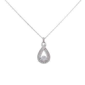 9ct White Gold 0.50ct Brilliant Cut Diamond Pendant and Chain 18"