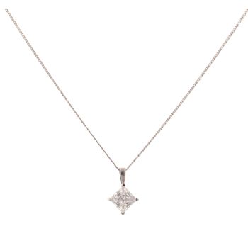 9ct White Gold Cubic Zirconia Pendant and Chain 18"