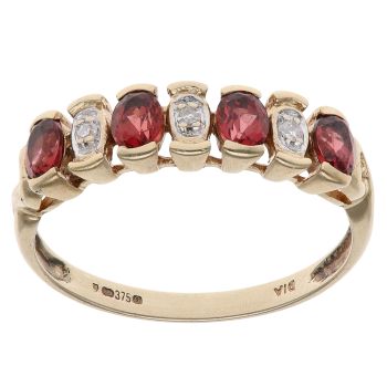 9ct Yellow Gold 0.05ct Brilliant Cut Diamond and Garnet Fancy Ring