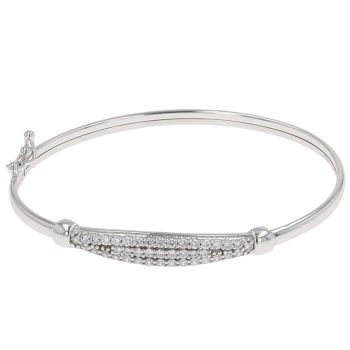 9ct White Gold Cubic Zirconia Bangle