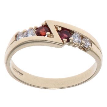 9ct Yellow Gold Cubic Zirconia and Garnet Eternity Ring