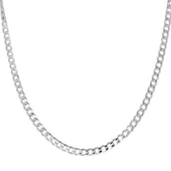 Silver Flat Curb Chain 26"