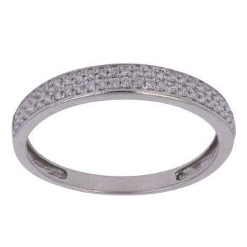 18ct White Gold 0.16ct Brilliant Cut Diamond Two Row Fancy Ring