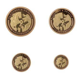 2022 St George and the Dragon Bi-Metallic Ascension Island Sovereign Deluxe Coin Set Boxed with Proof