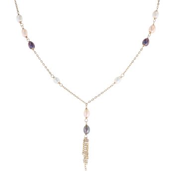 9ct Yellow Gold Multi-Coloured Bead Chain 18"