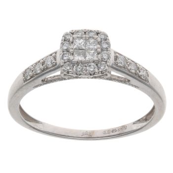 9ct White Gold 0.33ct Brilliant Cut Diamond Cluster Ring