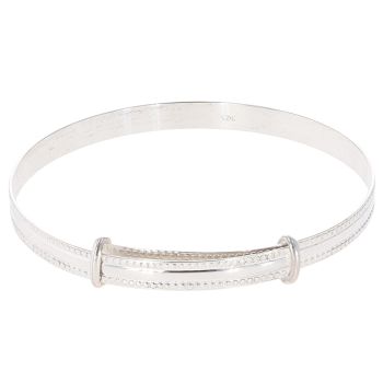 Silver Child's Beaded Edge Expanding Bangle By Icesia