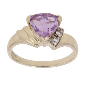9ct Yellow Gold Amethyst And Cubic Zirconia Ring