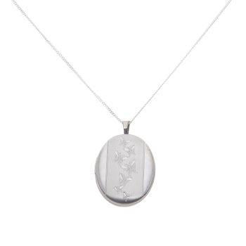 Silver Butterfly Locket and Chain 18" By Icesia