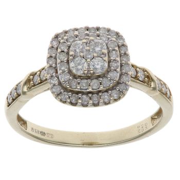 9ct Yellow Gold 0.51ct Brilliant Cut Diamond Cluster Ring