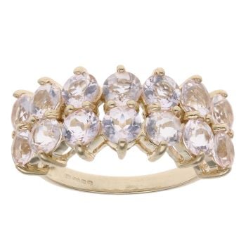 9ct Yellow Gold Cubic Zirconia Two Row Ring