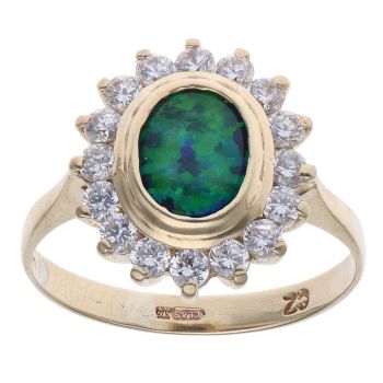 9ct Yellow Gold Triplet and Cubic Zirconia Cluster Ring