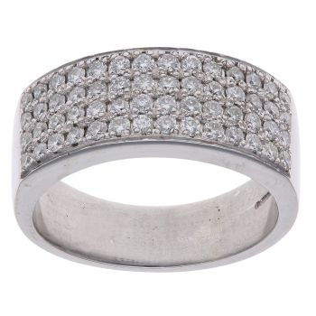 9ct White Gold 1.20ct Diamond Four Row Signet Ring
