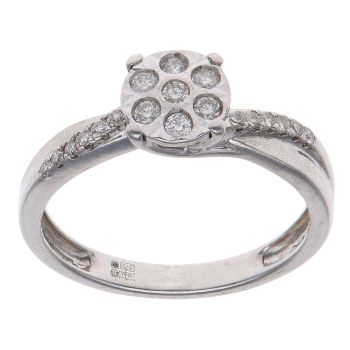 9ct White Gold 0.20ct Brilliant Cut Diamond Cluster Ring