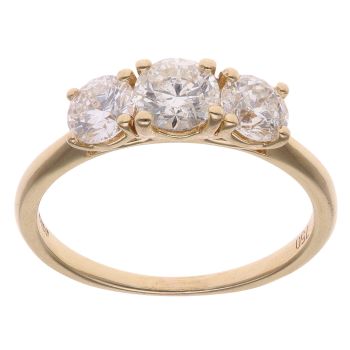 18ct Yellow Gold 1.50ct Brilliant Cut Diamond Trilogy Ring