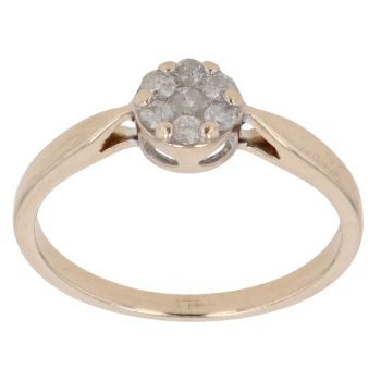 9ct Yellow Gold 0.25ct Brilliant Cut Diamond Cluster Ring