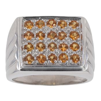 9ct White Gold Citrine Signet Ring