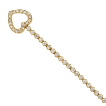 18ct Yellow Gold 1.89ct Brilliant Cut Diamond Tennis Heart Bracelet 7"
