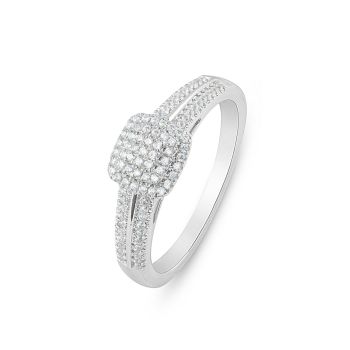 9ct White Gold 0.20ct Cluster Natural Diamond Ring