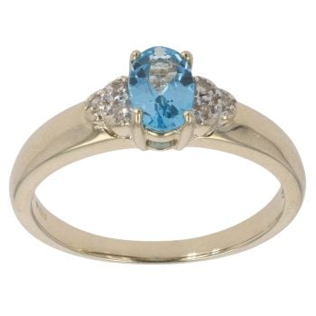 9ct Yellow Gold 0.05ct Diamond and Blue Topaz Dress Ring