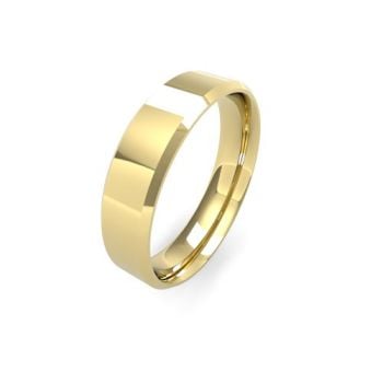 9ct Yellow Gold 5mm Soft Chamfered Edge Wedding Band
