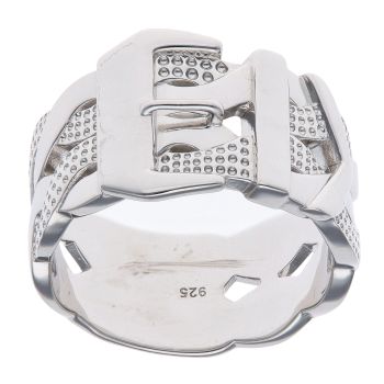 Silver Patterned Buckle Ring