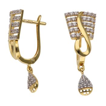 18ct Yellow Gold Cubic Zirconia Five Row Earrings