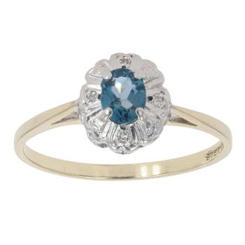 9ct Yellow Gold 0.04ct Diamond And Sapphire Cluster Ring