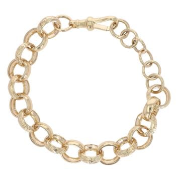 9ct Yellow Gold Patterned and Plain Belcher Bracelet 8"