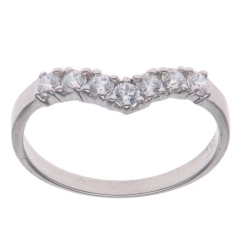 9ct White Gold Cubic Zirconia Wishbone Ring
