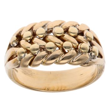 14ct Yellow Gold Two Row Keeper Ring