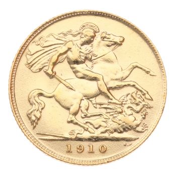 1910 Edward VII Large Head UK Half Sovereign Coin