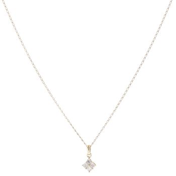 9ct Yellow Gold Cubic Zirconia Four Stone Pendant and Chain 18"