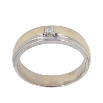 9ct Yellow and White Gold 0.15ct Diamond Signet Ring