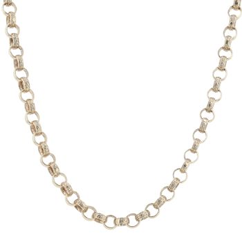 9ct Yellow Gold Patterned And Plain Belcher Chain 34"
