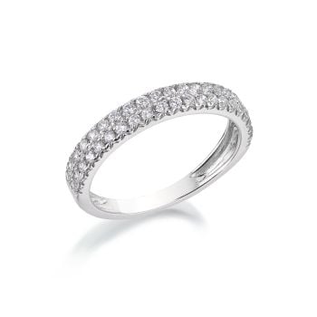 9ct White Gold 2 Row 0.50ct Diamond Ring