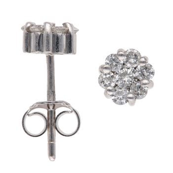 18ct White Gold 0.50ct Brilliant Cut Diamond Cluster Stud Earrings